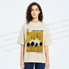 Unisex Ogata Korin Red Crown Cranes Printed Washed Tee