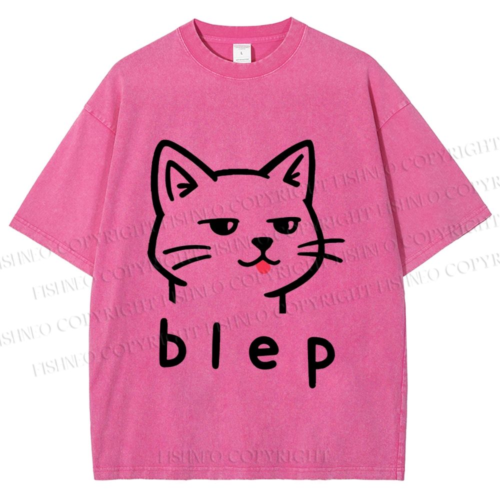 Unisex Blep Sassy Cat Printed Washed Tee