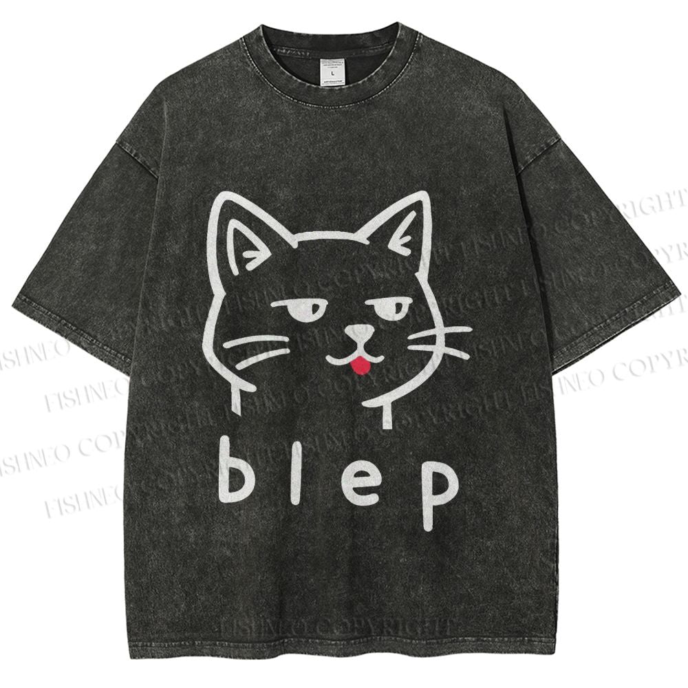 Unisex Blep Sassy Cat Printed Washed Tee
