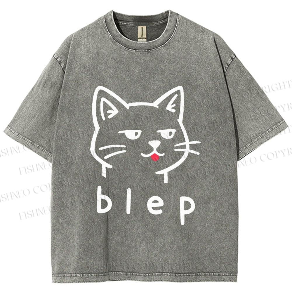 Unisex Blep Sassy Cat Printed Washed Tee