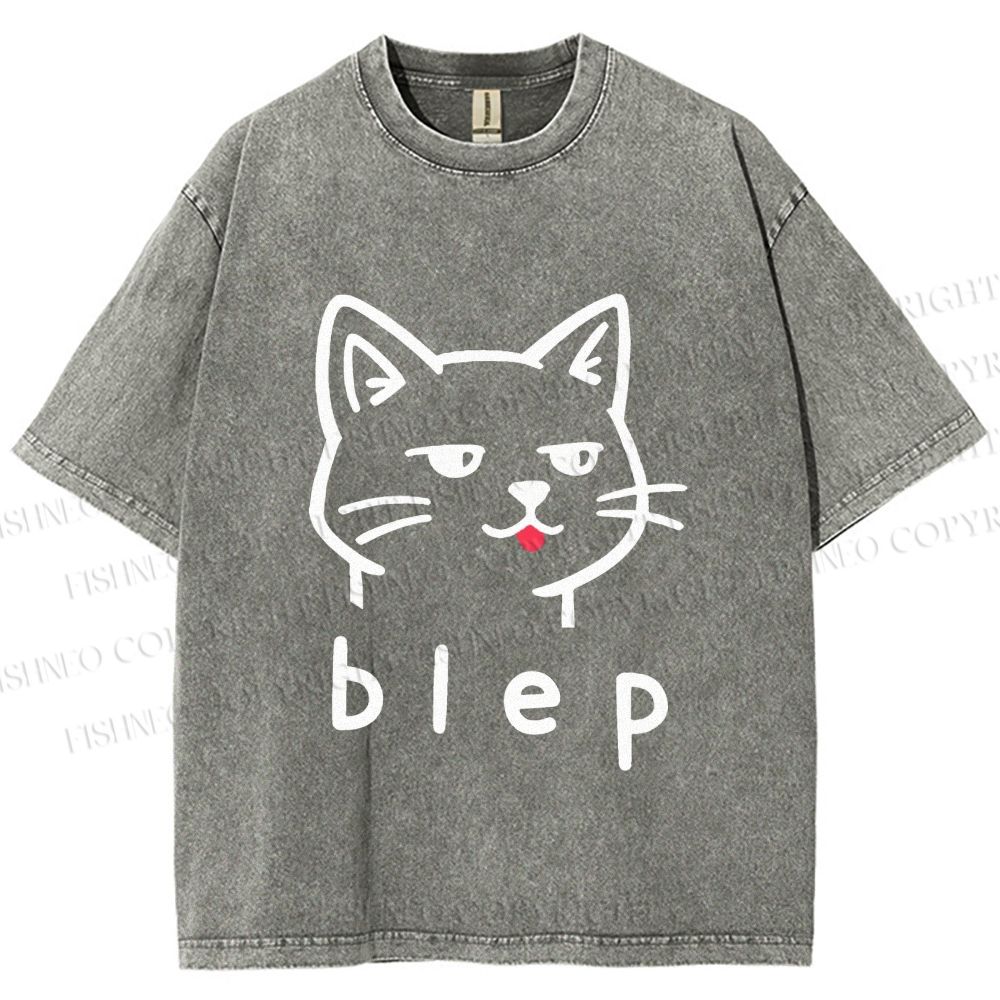 Unisex Blep Sassy Cat Printed Washed Tee