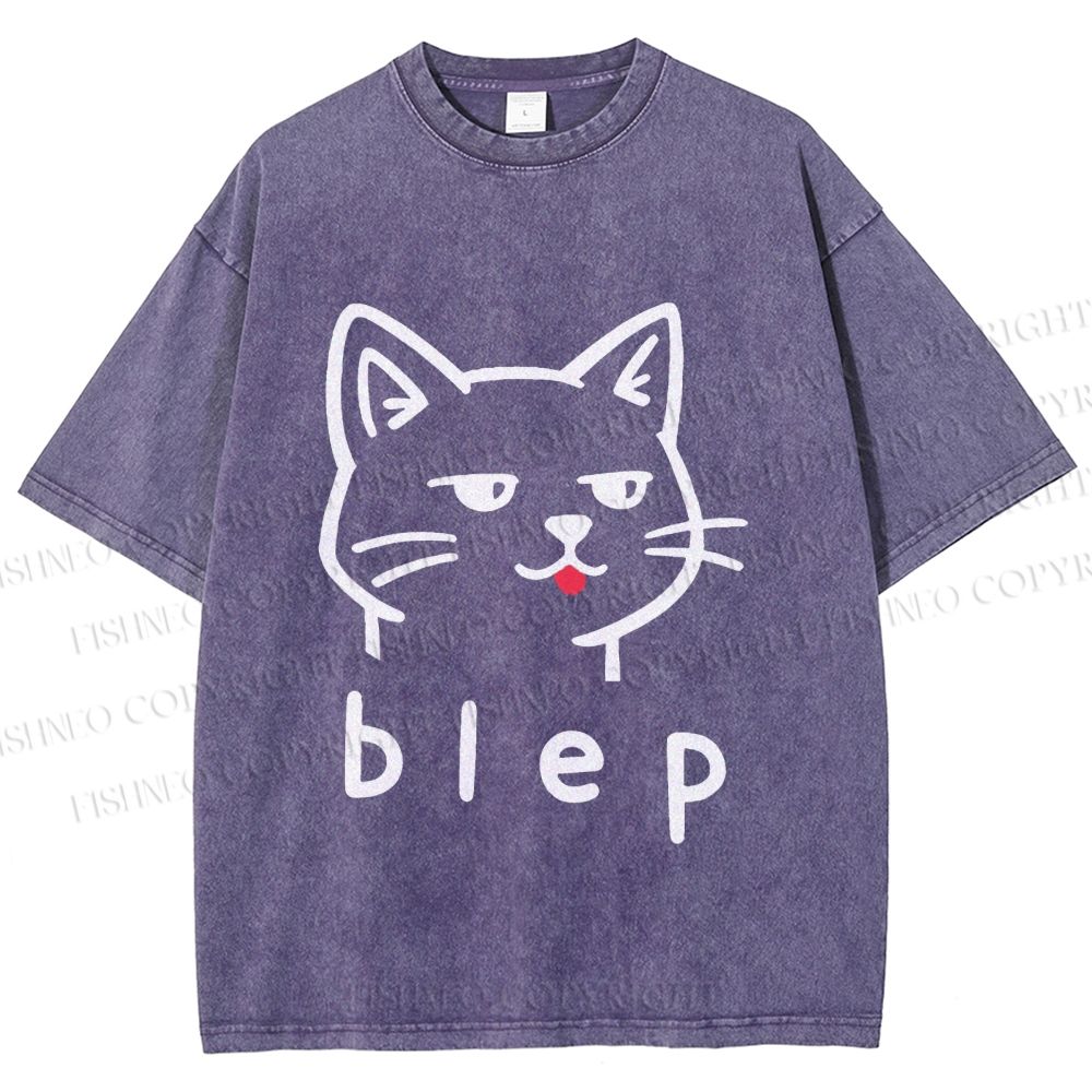 Unisex Blep Sassy Cat Printed Washed Tee
