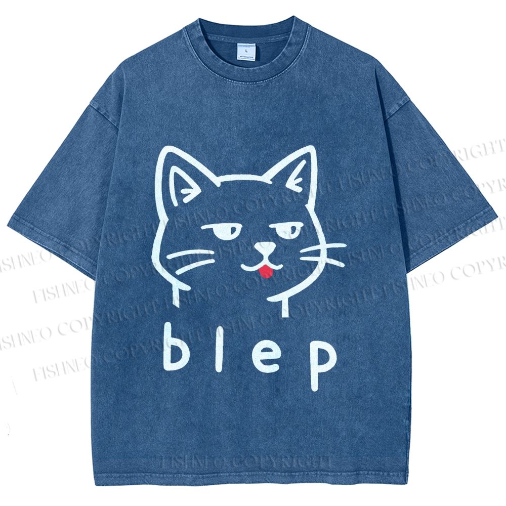 Unisex Blep Sassy Cat Printed Washed Tee