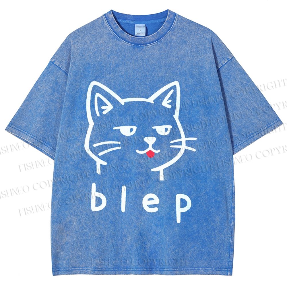 Unisex Blep Sassy Cat Printed Washed Tee
