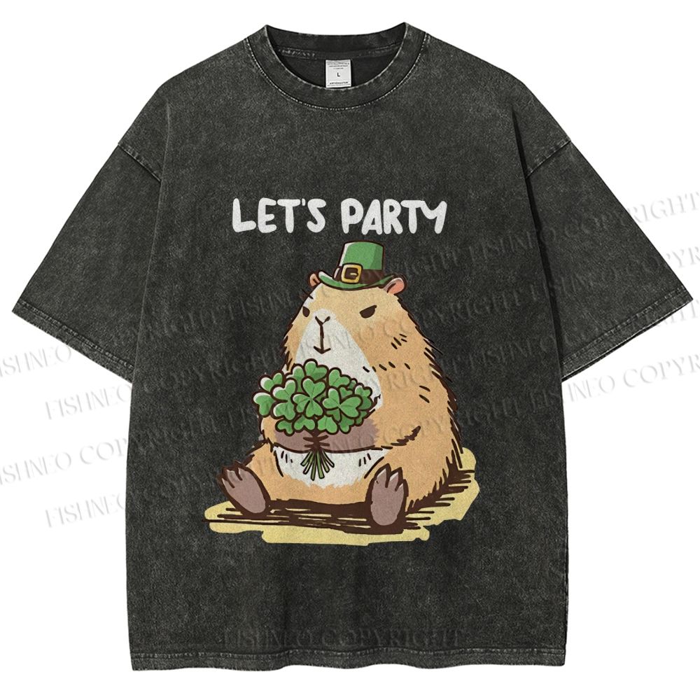 Unisex St.Patrick's Capybara Printed Washed Tee