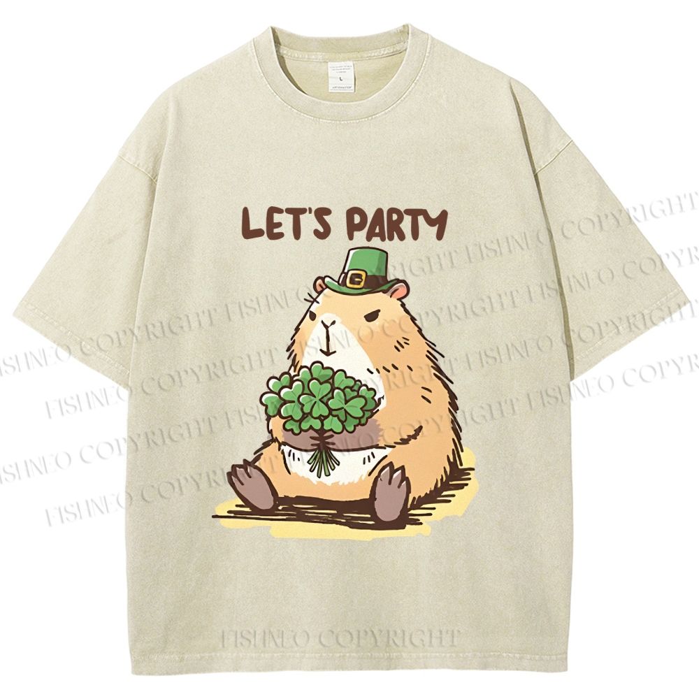 Unisex St.Patrick's Capybara Printed Washed Tee