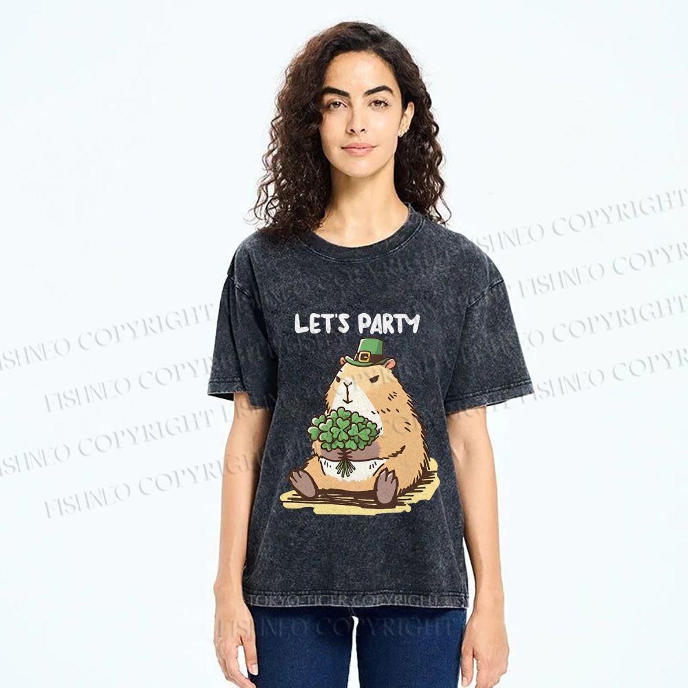 Unisex St.Patrick's Capybara Printed Washed Tee