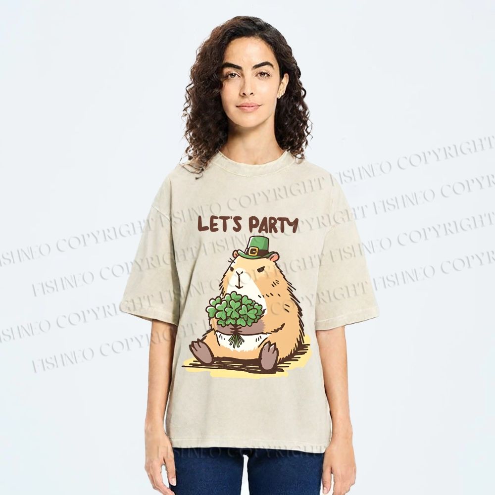 Unisex St.Patrick's Capybara Printed Washed Tee
