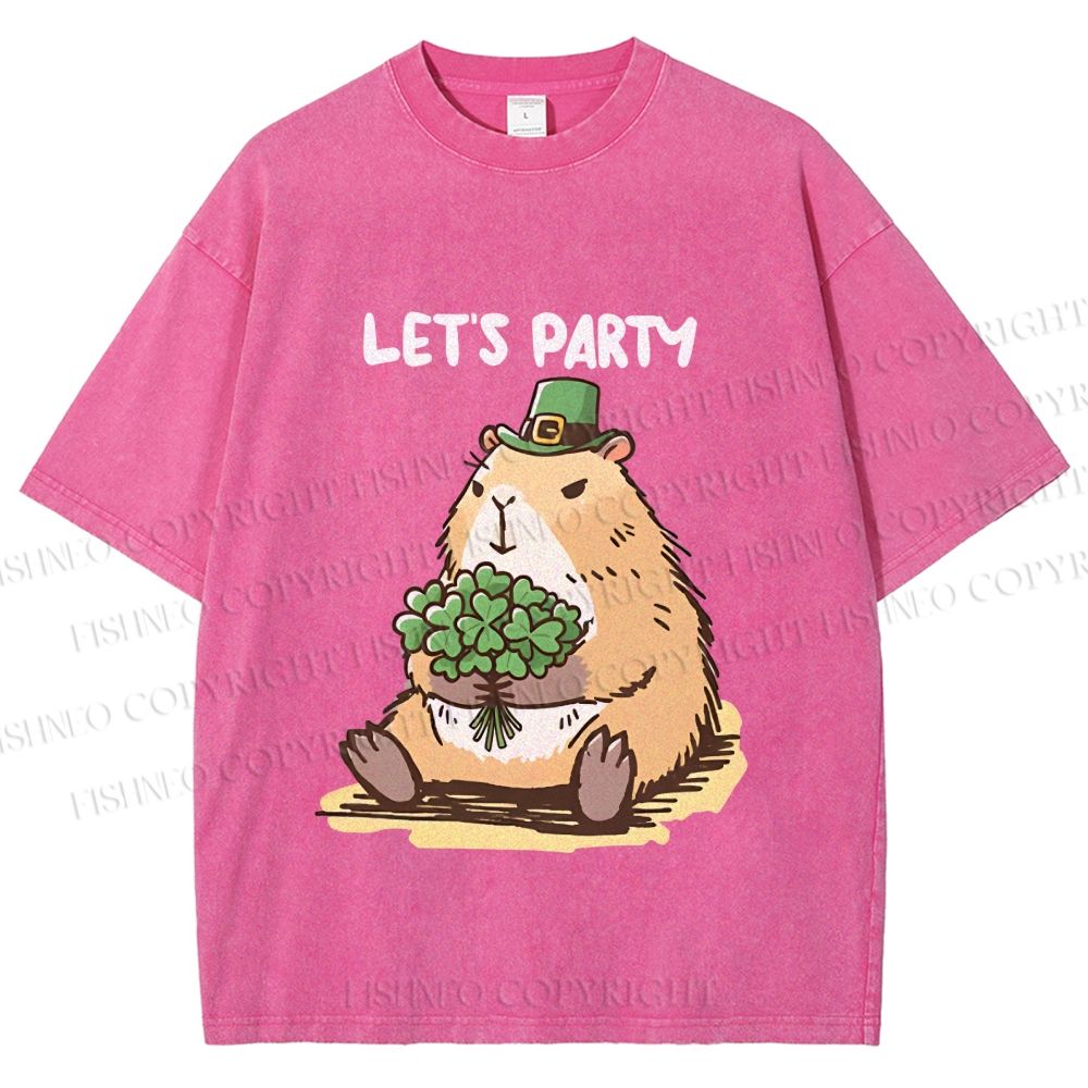 Unisex St.Patrick's Capybara Printed Washed Tee