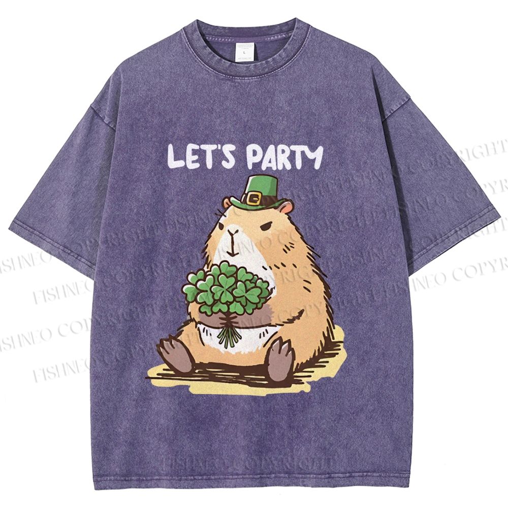 Unisex St.Patrick's Capybara Printed Washed Tee