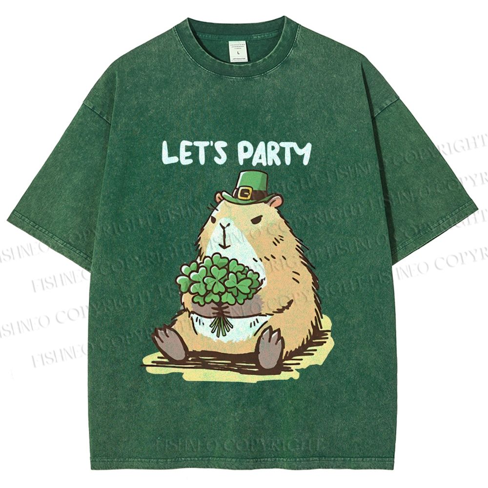 Unisex St.Patrick's Capybara Printed Washed Tee
