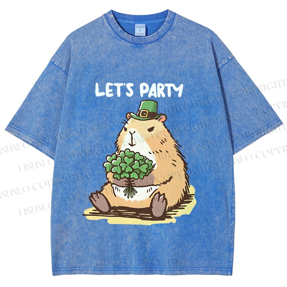 Unisex St.Patrick's Capybara Printed Washed Tee