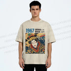 Unisex 1967 Japan Ukiyo-e Beauty Printed Washed Tee