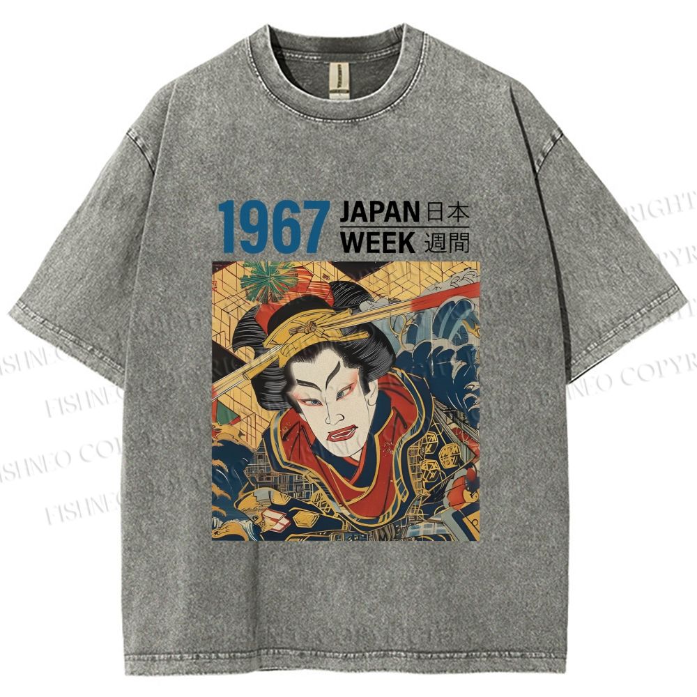 Unisex 1967 Japan Ukiyo-e Beauty Printed Washed Tee