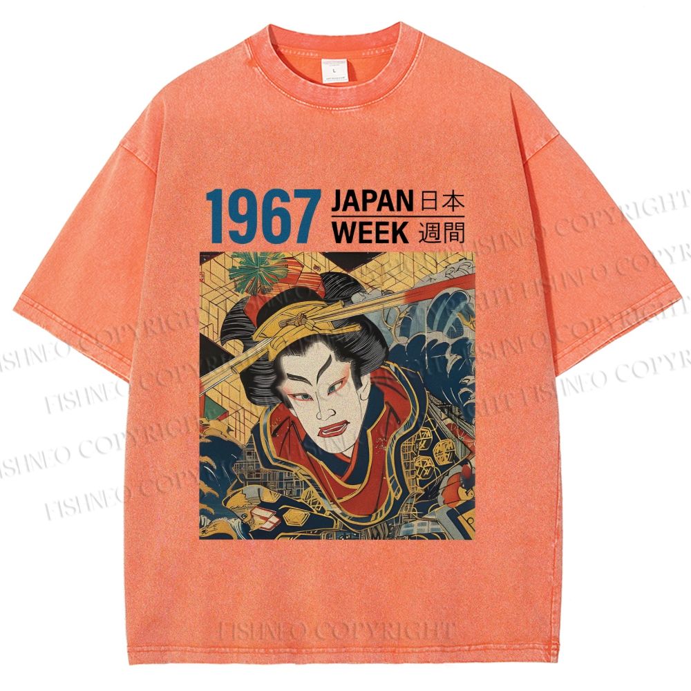 Unisex 1967 Japan Ukiyo-e Beauty Printed Washed Tee