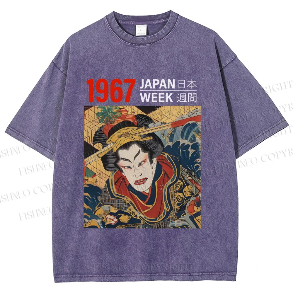 Unisex 1967 Japan Ukiyo-e Beauty Printed Washed Tee