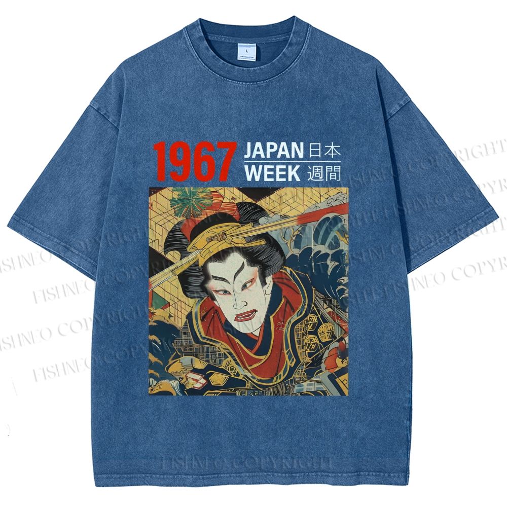 Unisex 1967 Japan Ukiyo-e Beauty Printed Washed Tee