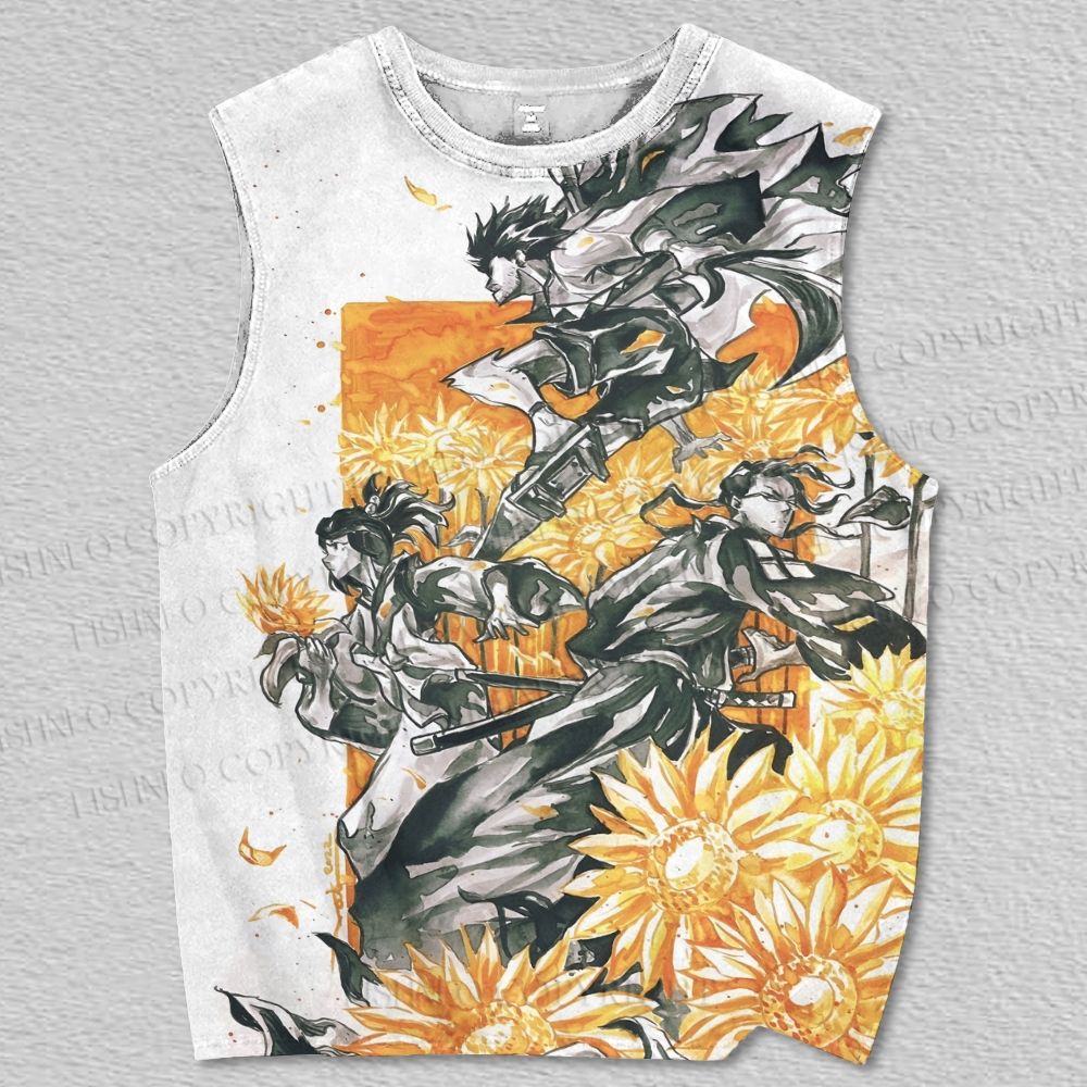 Unisex Samurai Champloo Sunflowers Printed Tank Top