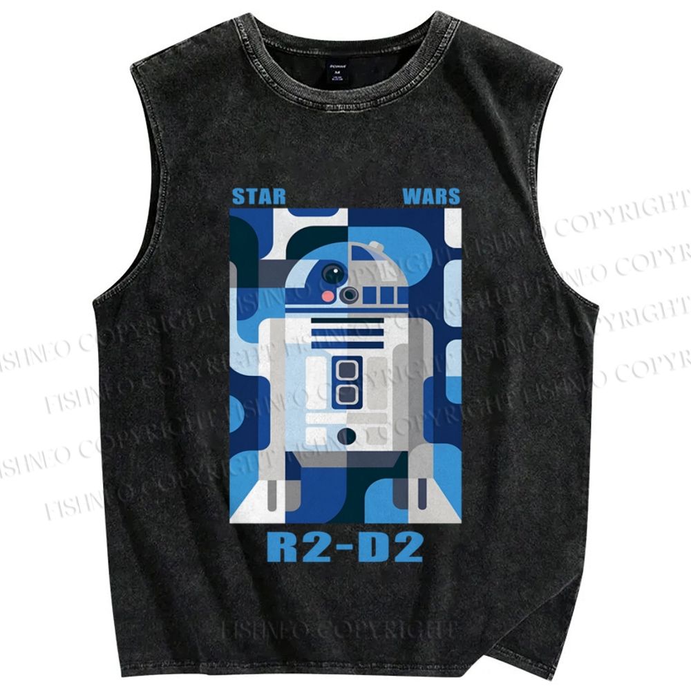 Unisex Star Wars R2-D2 Printed Washed Tank Top