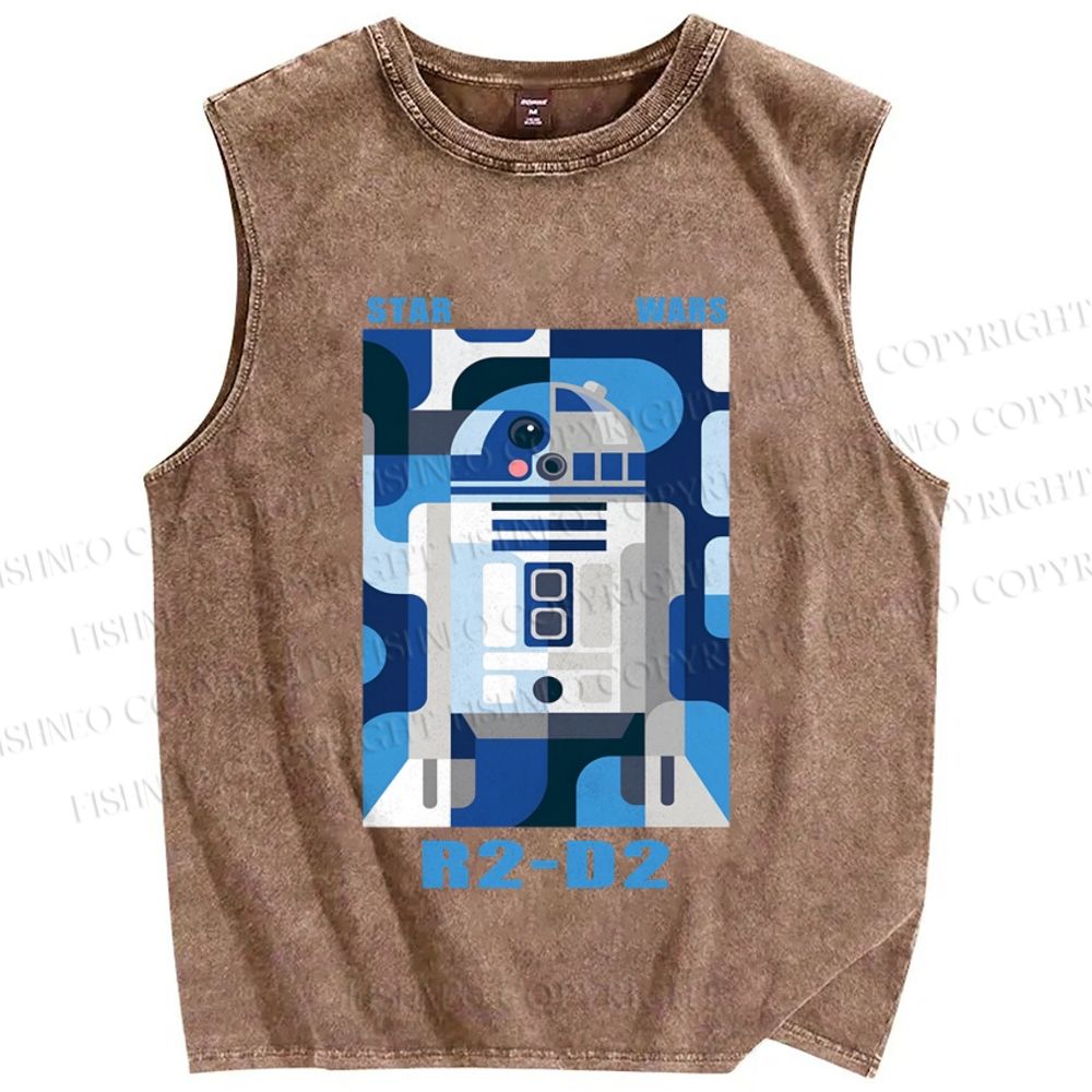 Unisex Star Wars R2-D2 Printed Washed Tank Top