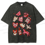 Unisex Valentine's Day Printed Washed Tee