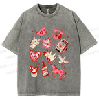 Unisex Valentine's Day Printed Washed Tee