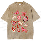 Unisex Valentine's Day Printed Washed Tee