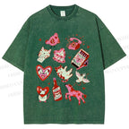 Unisex Valentine's Day Printed Washed Tee