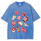 Unisex Valentine's Day Printed Washed Tee