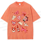 Unisex Valentine's Day Printed Washed Tee