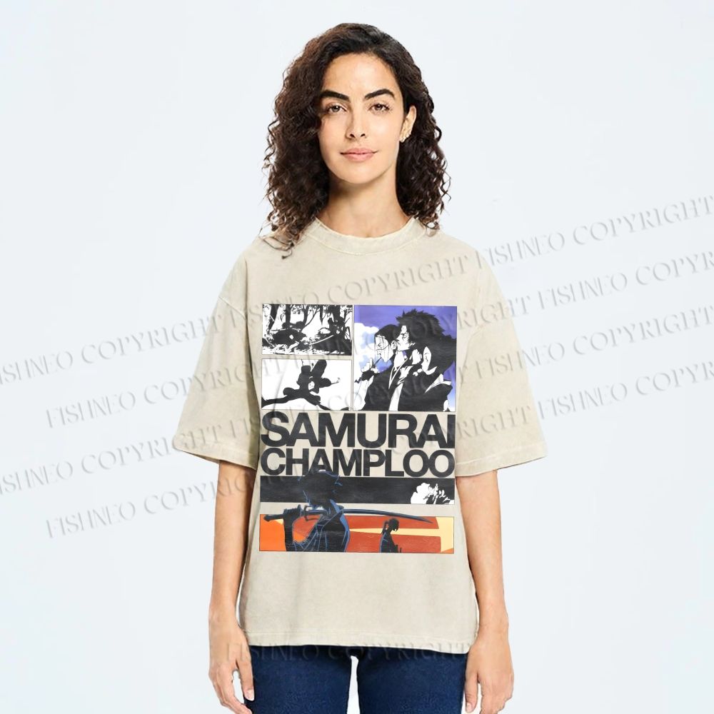 Unisex Samurai Champloo Printed Washed Tee