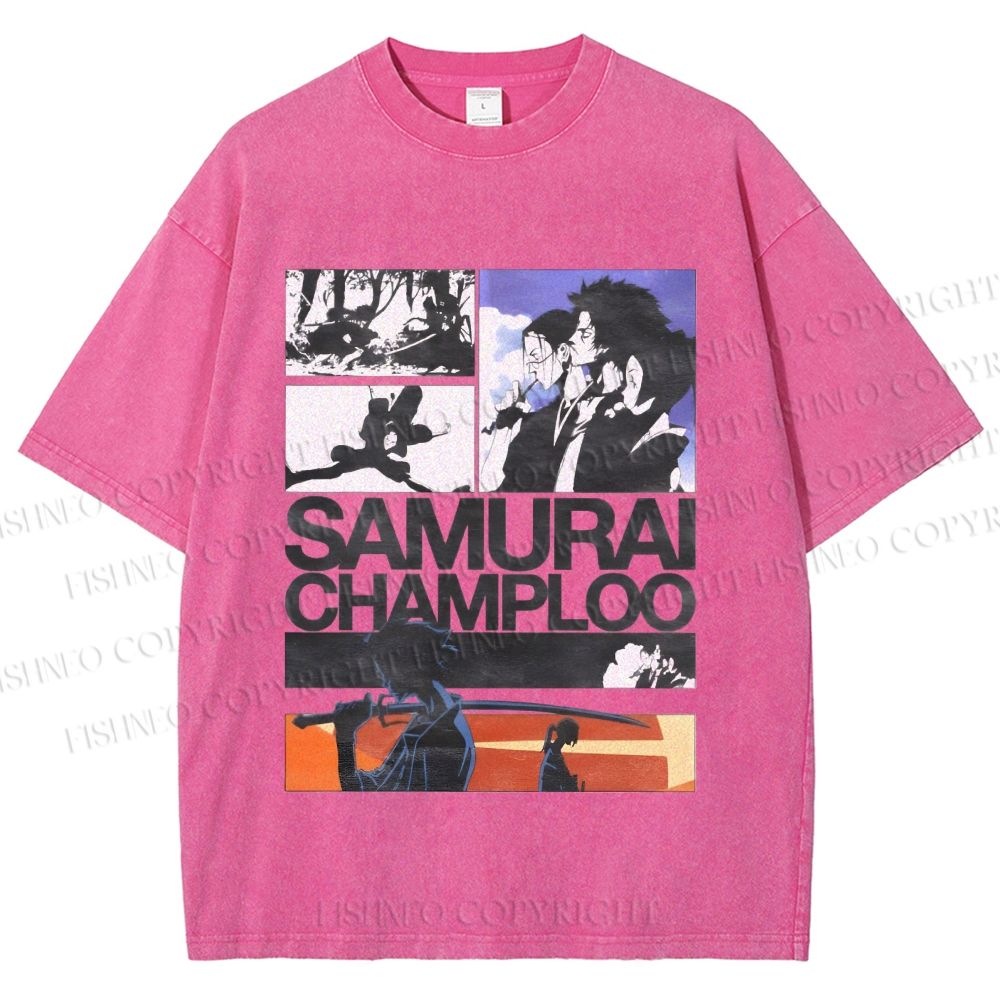 Unisex Samurai Champloo Printed Washed Tee