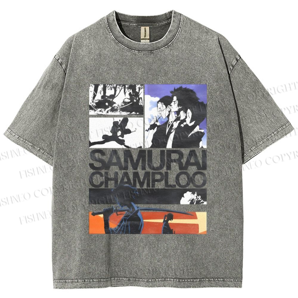 Unisex Samurai Champloo Printed Washed Tee