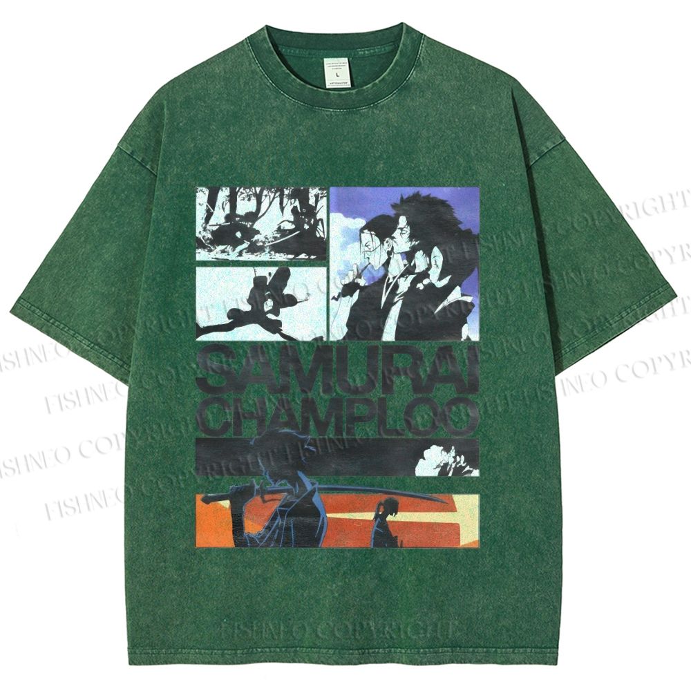 Unisex Samurai Champloo Printed Washed Tee
