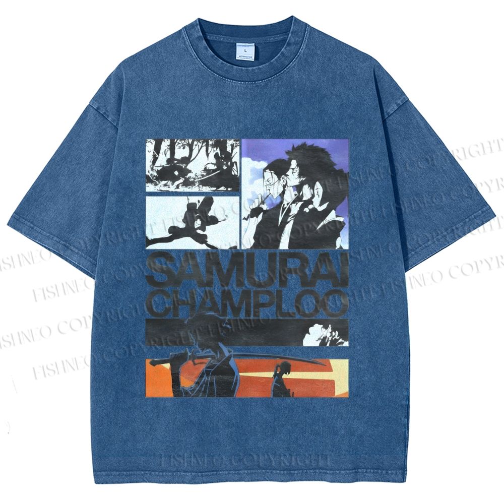 Unisex Samurai Champloo Printed Washed Tee