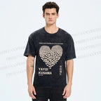 Unisex Yayoi Kusama Cats Love Heart Printed Washed Tee