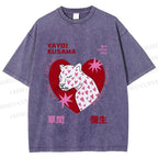 Unisex Yayoi Kusama Panther in Love Printed Washed Tee