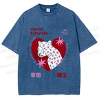 Unisex Yayoi Kusama Panther in Love Printed Washed Tee