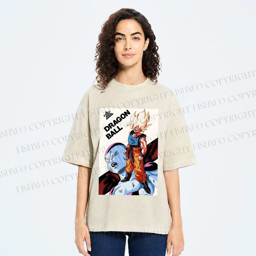 Unisex Goku Dragon Ball Printed Washed Tee