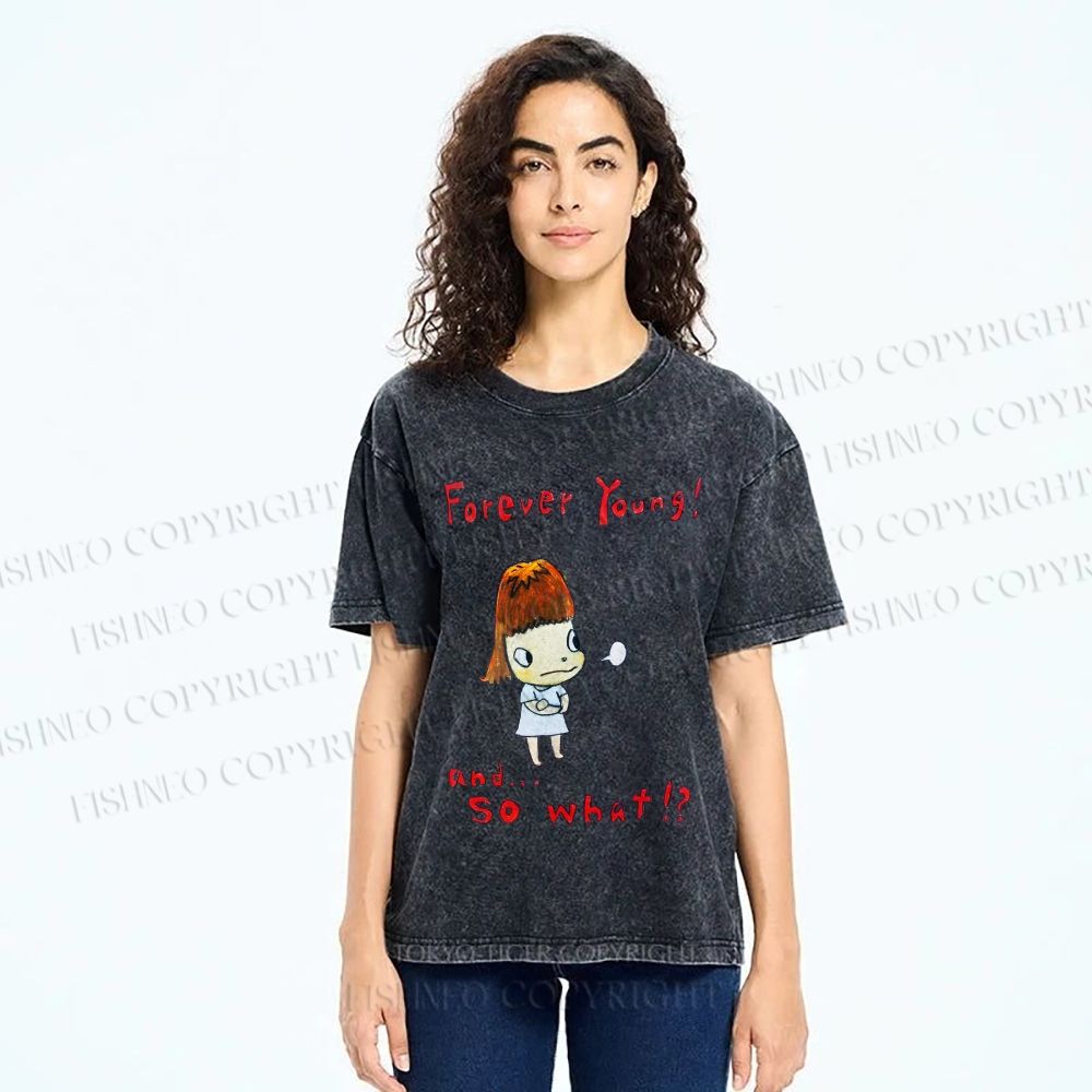 Unisex Forever Young Yoshitomo Nara Printed Washed Tee