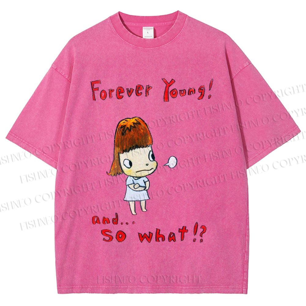 Unisex Forever Young Yoshitomo Nara Printed Washed Tee