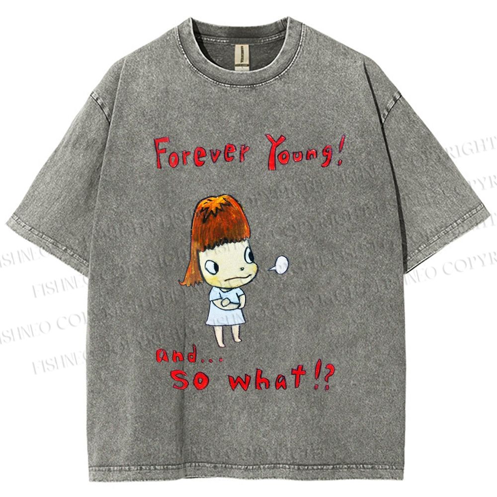 Unisex Forever Young Yoshitomo Nara Printed Washed Tee