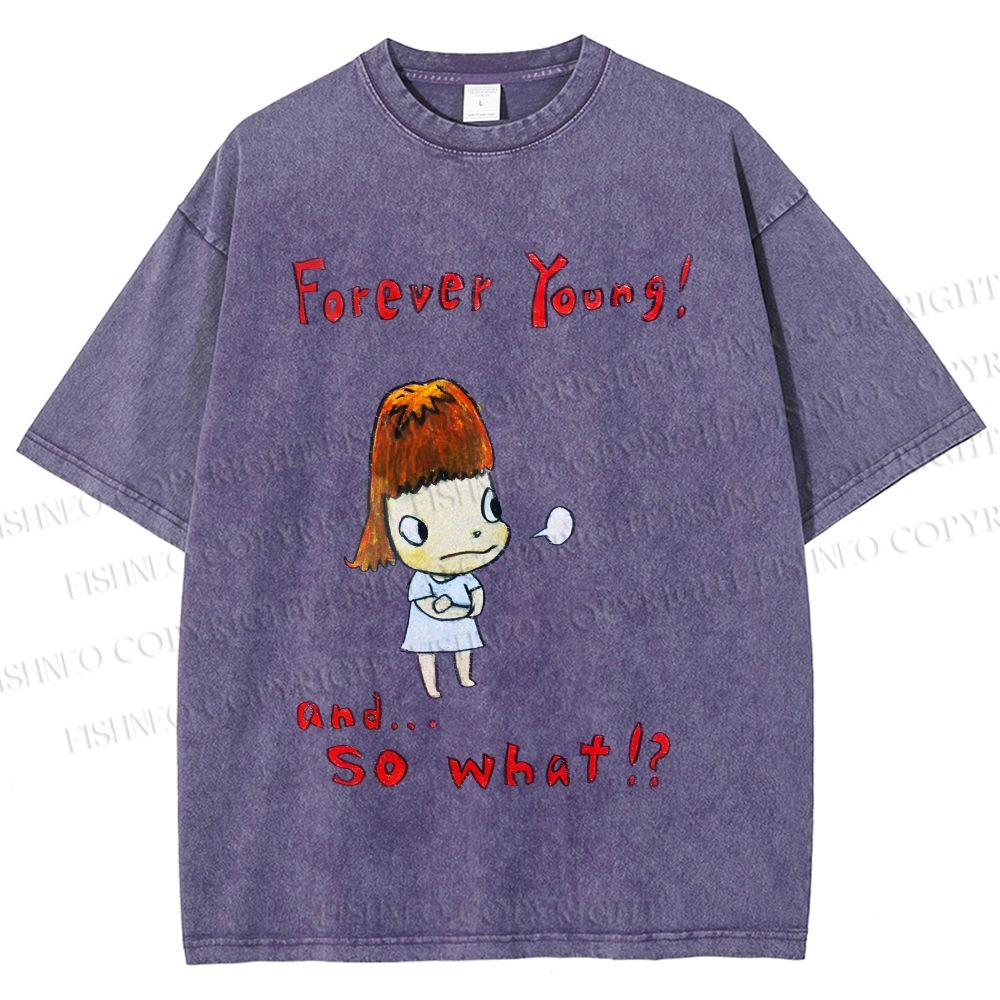 Unisex Forever Young Yoshitomo Nara Printed Washed Tee