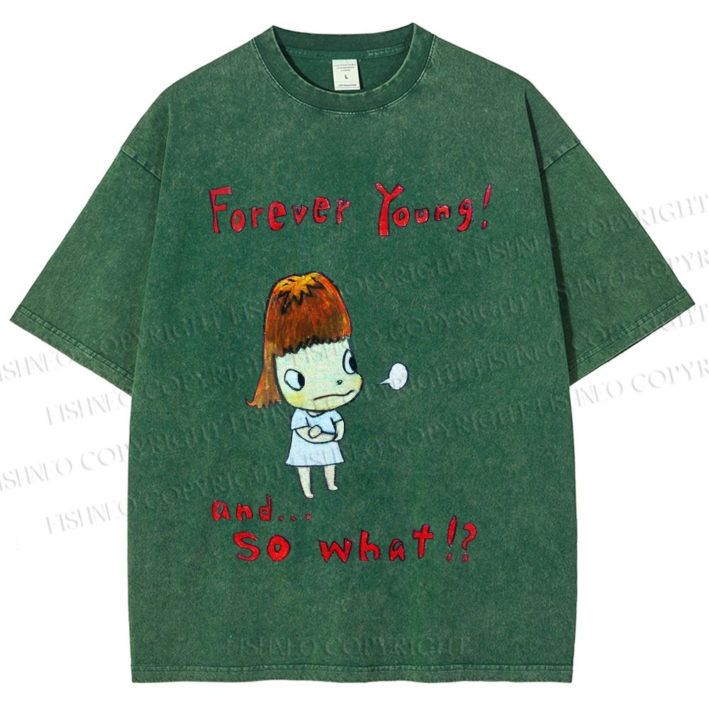 Unisex Forever Young Yoshitomo Nara Printed Washed Tee