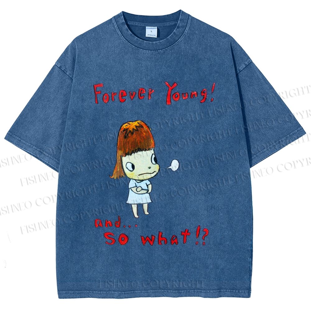 Unisex Forever Young Yoshitomo Nara Printed Washed Tee