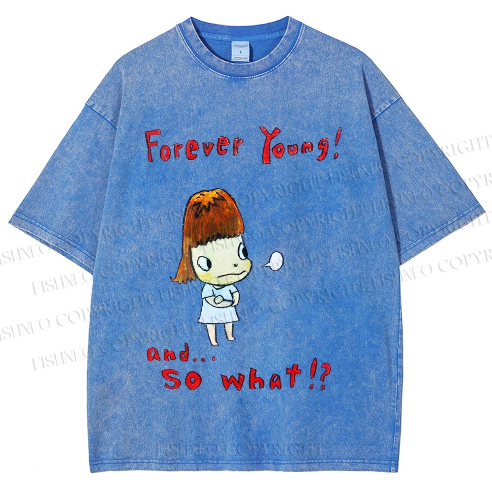 Unisex Forever Young Yoshitomo Nara Printed Washed Tee