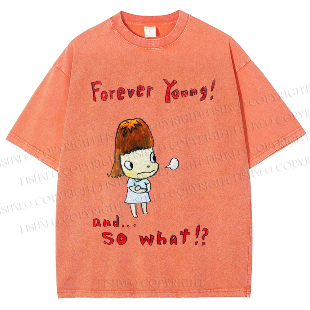 Unisex Forever Young Yoshitomo Nara Printed Washed Tee