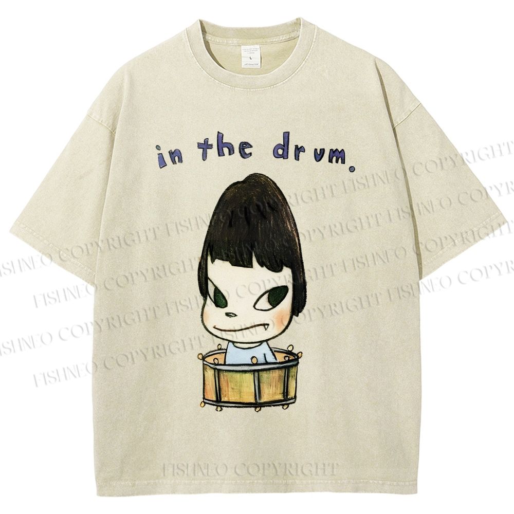 Unisex Yoshitomo Nara In The Drum Printed Washed Tee
