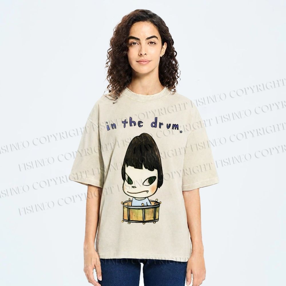 Unisex Yoshitomo Nara In The Drum Printed Washed Tee