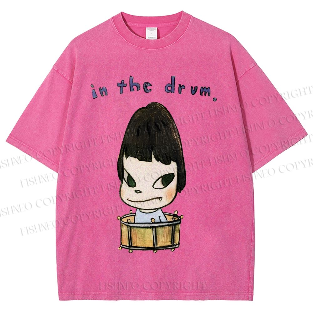 Unisex Yoshitomo Nara In The Drum Printed Washed Tee